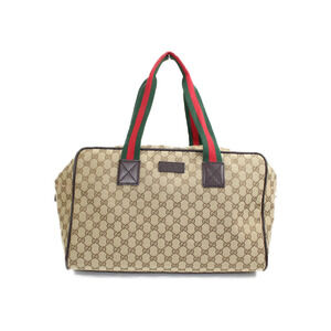 GUCCI GG Canvas Boston Bag Beige Green Red Travel Business Trip